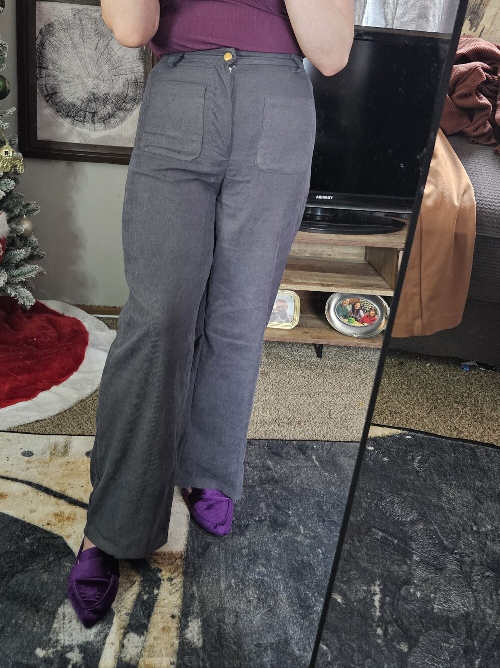 SHEIN Charcoal Gray High-Rise Wide-Leg Pants